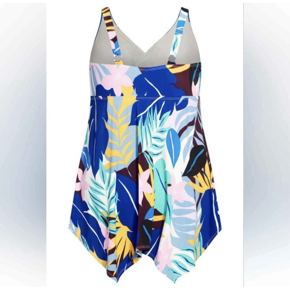 NWT Avenue 1-pc. Swim Dress Tropical Sharkbite Print Matisse Plus Size 30 Beach! - Picture 6 of 9